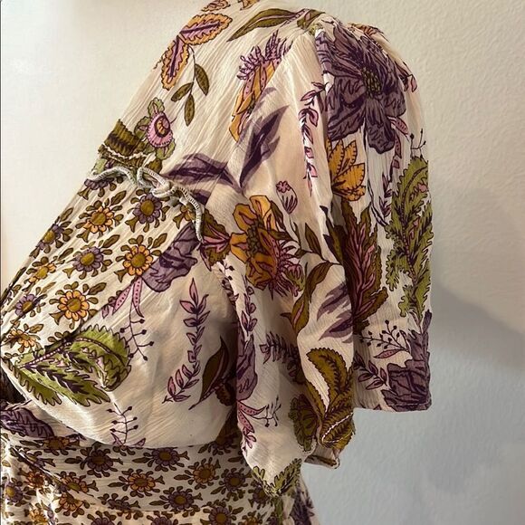 Floral Maxi Dress with Purple and Green Accents - Picture 3 of 7